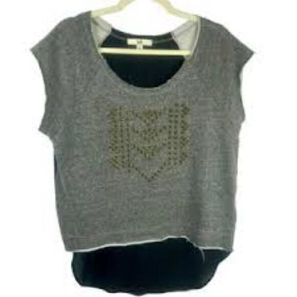 Ya Los Angeles Tops - Ya Los Angeles Gray and Black Short Sleeve Top